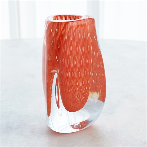 Triangular Bubbled Vase-Orange