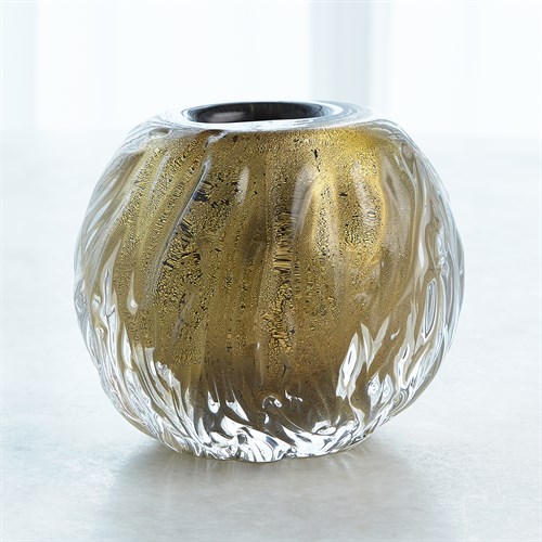 Round Swirl Vase-Gold