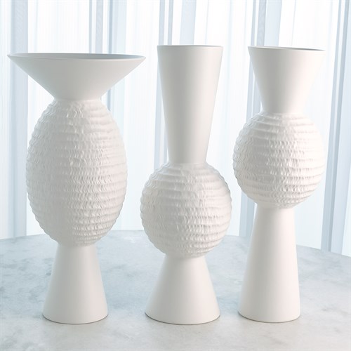 Chisled Orb Vase-Matte White