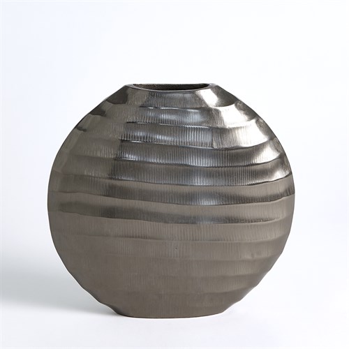 Chased Oval Vase-Black Nickel-Med
