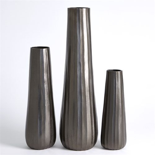 Chased Round Vases-Black Nickel
