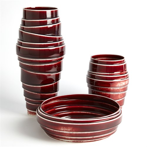 Layered Vases and Bowl-Oxblood