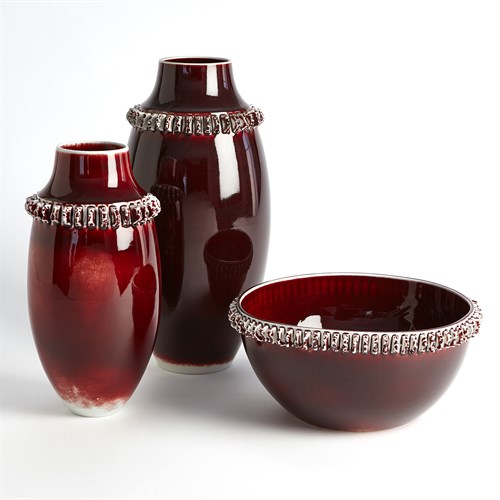 Ruffle Vase and Bowl Collection-Oxblood