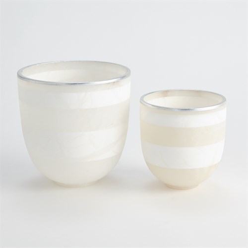 Striped Alabaster Bowl-White/Silver