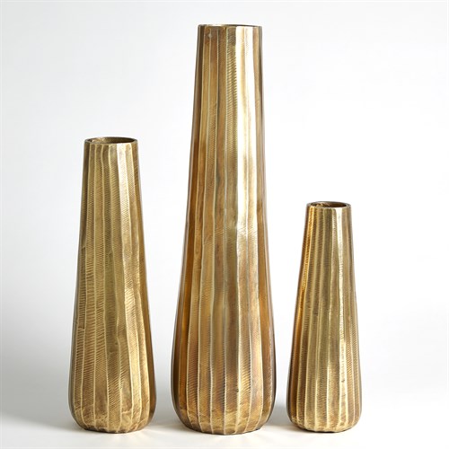 Chased Round Vases-Antique Brass