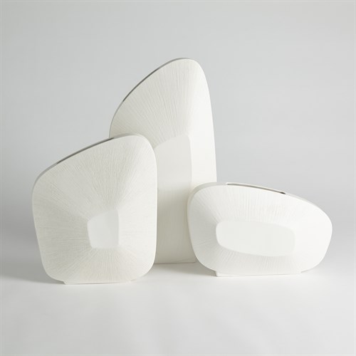 Offset Square Scratch Vases-Matte White