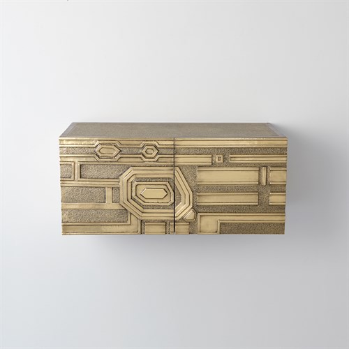 Abstract Block Cabinet-Left-Brass