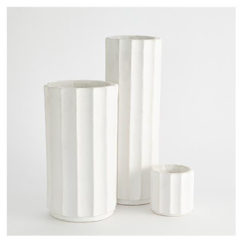 Fluted Column Vase-Matte White Fluted Column Vase-Matte White