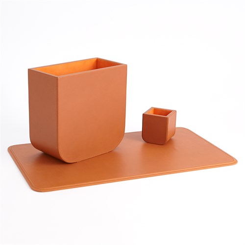 Radius Edge Leather Desk-Orange