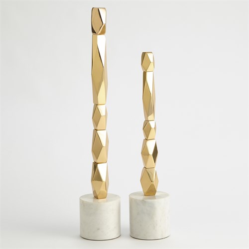 Facet Block Sculpture-Brass