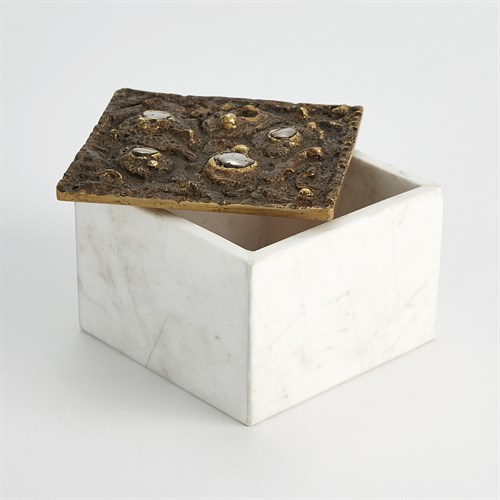 Crater Top Box-Bronze-White Marble-Square