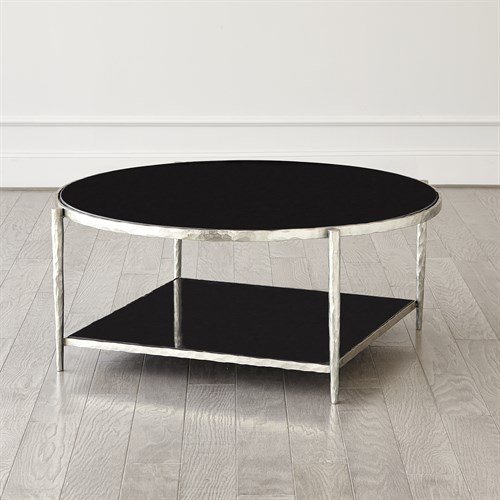 Circle/Square Cocktail Table-Nickel w/Black Granite