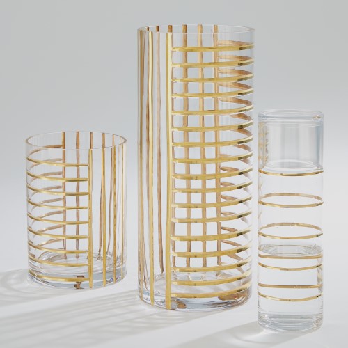Glass Grid Vase-Gold Glass Grid Vase-Gold
