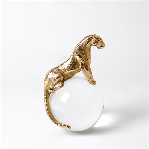 Jaguar on Crystal Sphere-Brass