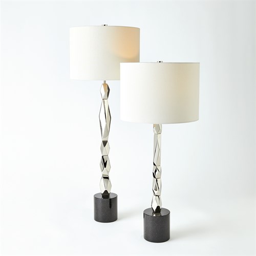Facet Block Table Lamps-Nickel Facet Block Table Lamps-Nickel