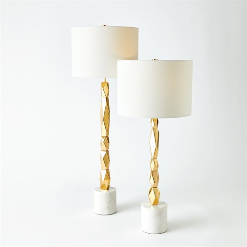 Facet Block Table Lamp-Brass