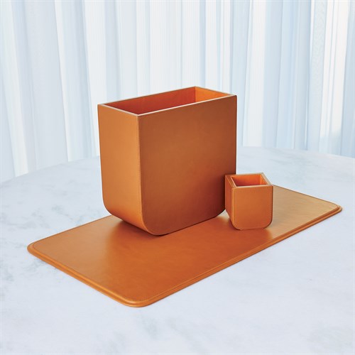 Radius Edge Leather Desk-Orange