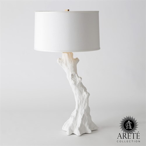 Faux Bois Lamp-White w/White Shade