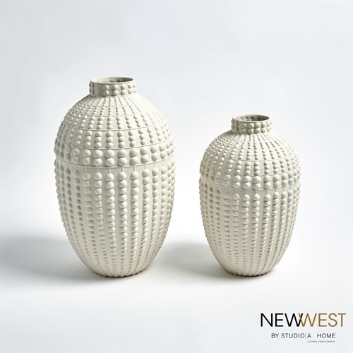 Nail Head Vases-Rustic White
