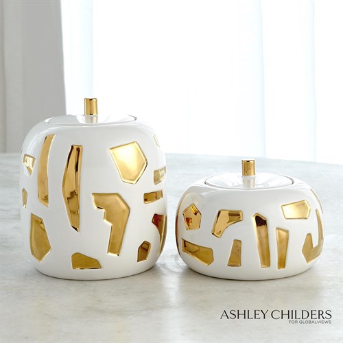 Abstract Jar-White/Gold