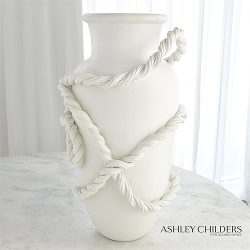 Twisted Amphora Vase-Matte White