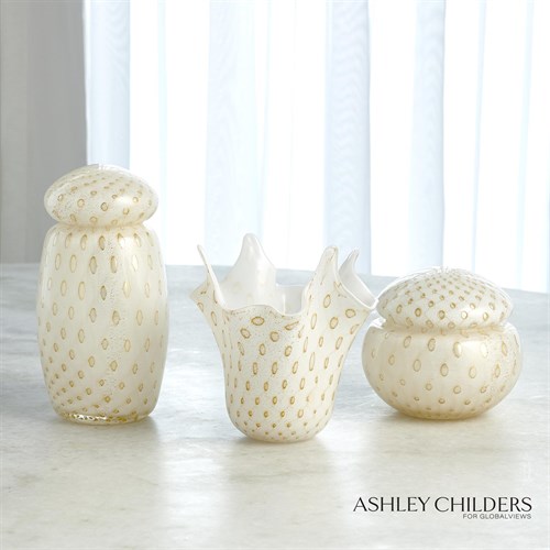Glass Collection-White/Gold Bubbles