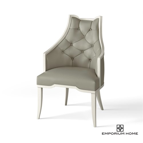 Logan Arm Chair-Antique White-Chesterfield Grey Leather