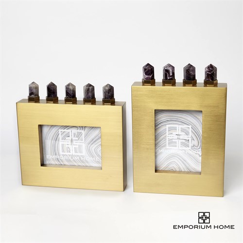 Spear Amethyst Picture Frames-Satin Brass Spear Amethyst Picture Frames-Satin Brass