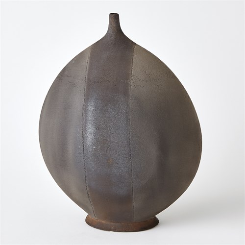 Janus Short Neck Vase-Charred