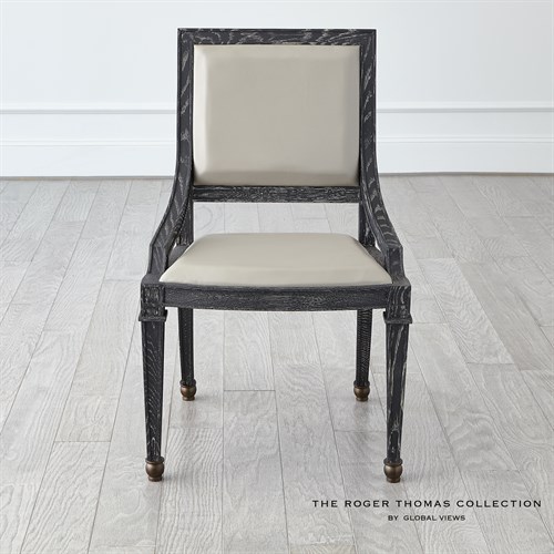 Seine Side Chair-Black w/Grey Leather