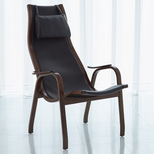 Mid-Century Wood/Leather Chair with Neck Pillow Mid-Century Wood/Leather Chair with Neck Pillow