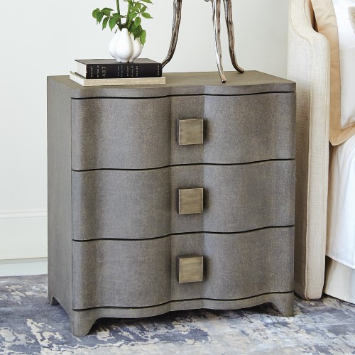 Toile Linen Bedside Chest-Grey