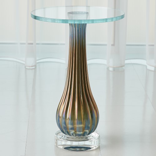 Irys Blue Ribbed Accent Table Irys Blue Ribbed Accent Table