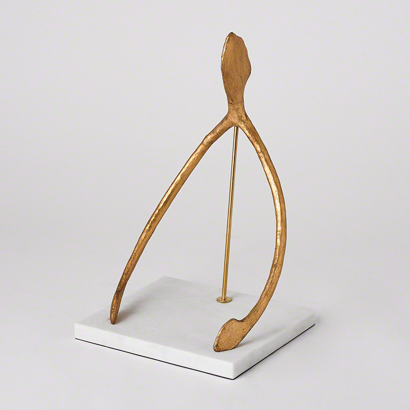 Wish Sculpture-Gold Leaf & White Marble Base Wish Sculpture-Gold Leaf & White Marble Base