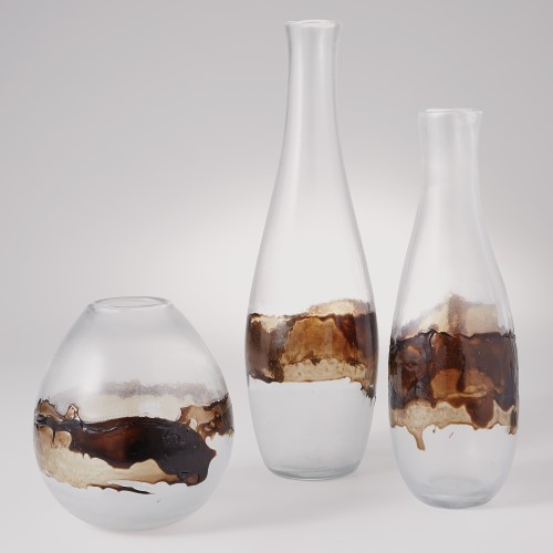 Molten Glass Vase-Clear & Topaz Molten Glass Vase-Clear & Topaz