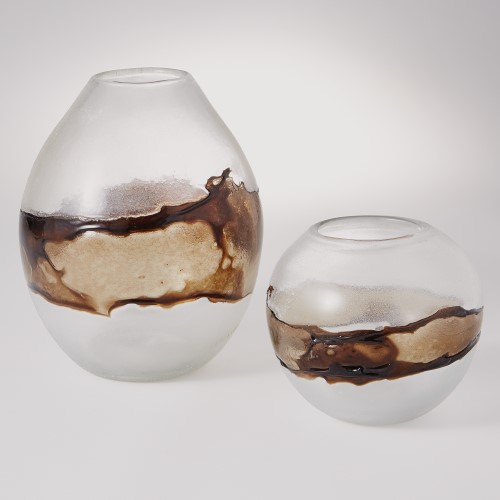 Molten Glass Vase-Clear & Topaz Molten Glass Vase-Clear & Topaz