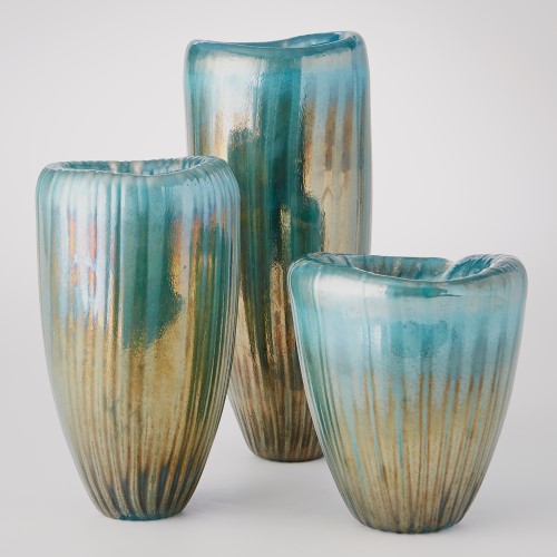 Tear Drop Folded Vase-Turquoise/Metallic Tear Drop Folded Vase-Turquoise/Metallic