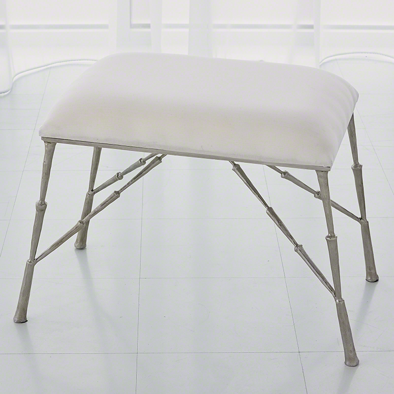 Spike Bench-Antique Nickel with Muslin Cushion Spike Bench-Antique Nickel with Muslin Cushion