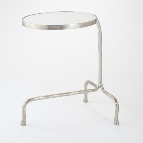 Cantilever Table-Nickel w/White Marble Top