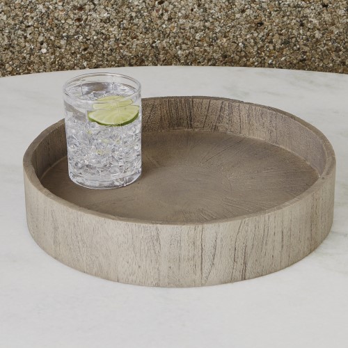 Driftwood Round Topper Tray-Grey Driftwood Round Topper Tray-Grey