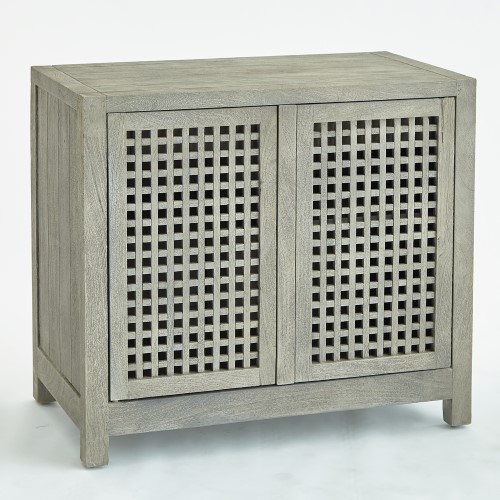 Driftwood Lattice 2-Door Cabinet-Grey Driftwood Lattice 2-Door Cabinet-Grey