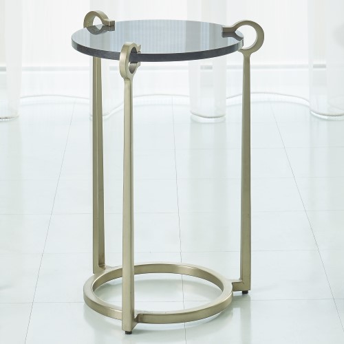 Round Clamp Accent Table-Nickel w/Black Granite Round Clamp Accent Table-Nickel w/Black Granite