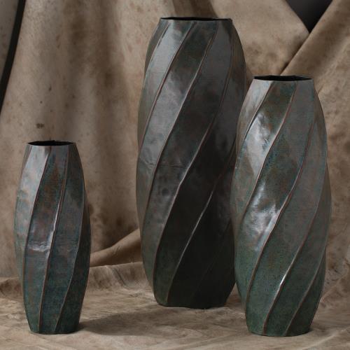 Twisted Vase-Blue Patina Twisted Vase-Blue Patina