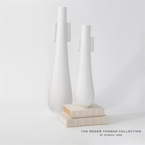 Tear Drop Vases W/Handles-Matte White