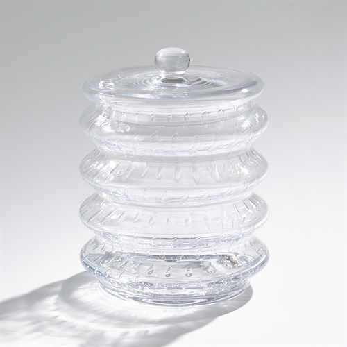 Wave Canister-Clear Seeded-Lg