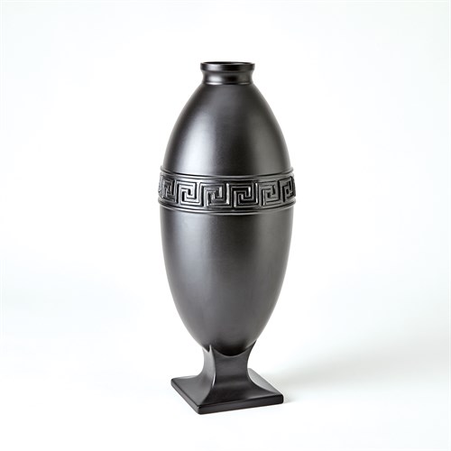 Greek Key Vase-Black-Lg