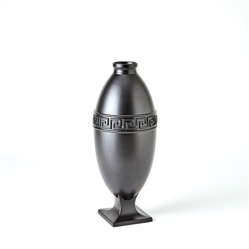 Greek Key Vase-Black-Sm