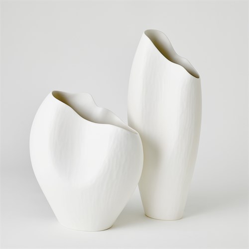 Horn Vase-Matte White