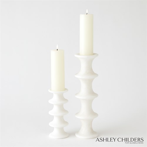 Ridge Candlesticks-White