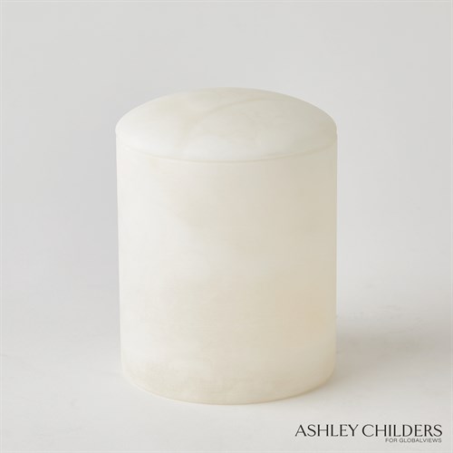 Gala Alabaster Canister-White-Tall